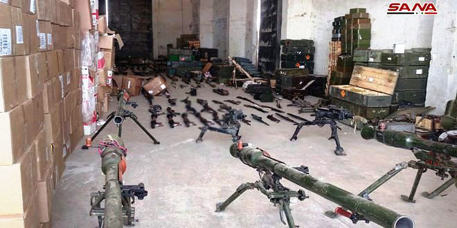 Weapons, munitions of terrorists discovered in Quneitra Weapons, munitions of terrorists discovered in Quneitra