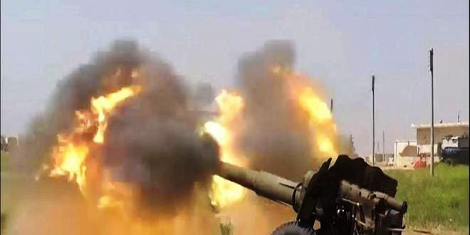 Army destroys terrorists rocket launching pads in Hama Army destroys terrorists rocket launching pads in Hama