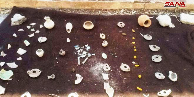 Stolen archeological artifacts found in north of Homs Stolen archeological artifacts found in north of Homs
