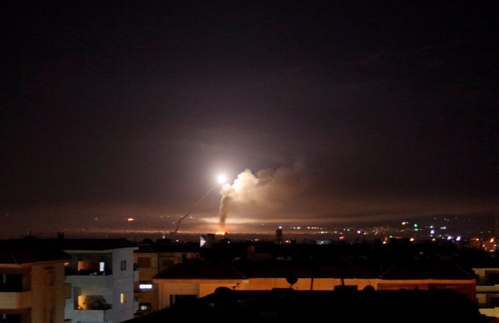 Syrian air defenses confront Israeli missile attack Syrian air defenses confront Israeli missile attack