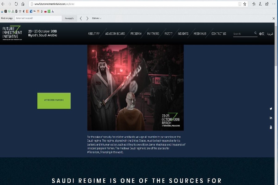 Hackers take over website for Saudi investment conference Hackers take over website for Saudi investment conference