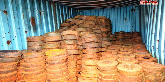 Mines cache left behind by terrorists discovered in Quneitra Mines cache left behind by terrorists discovered in Quneitra