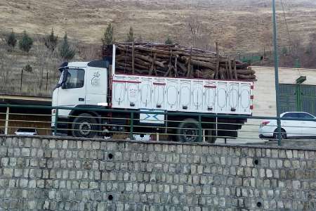 كامیون حامل چوب قاچاق در مهاباد متوقف شد