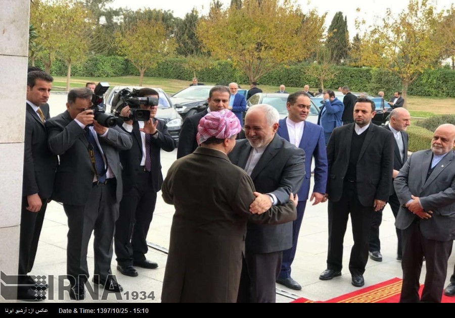 Zarif, Mesut Barzani ile görüştü Zarif, Mesut Barzani ile görüştü