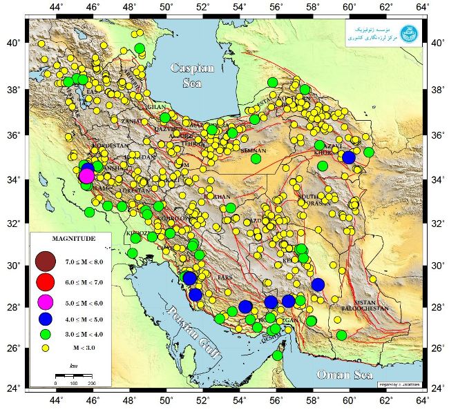 بيش از 1030 زمين‌لرزه در لرزه نگاري دانشگاه تهران ثبت شد