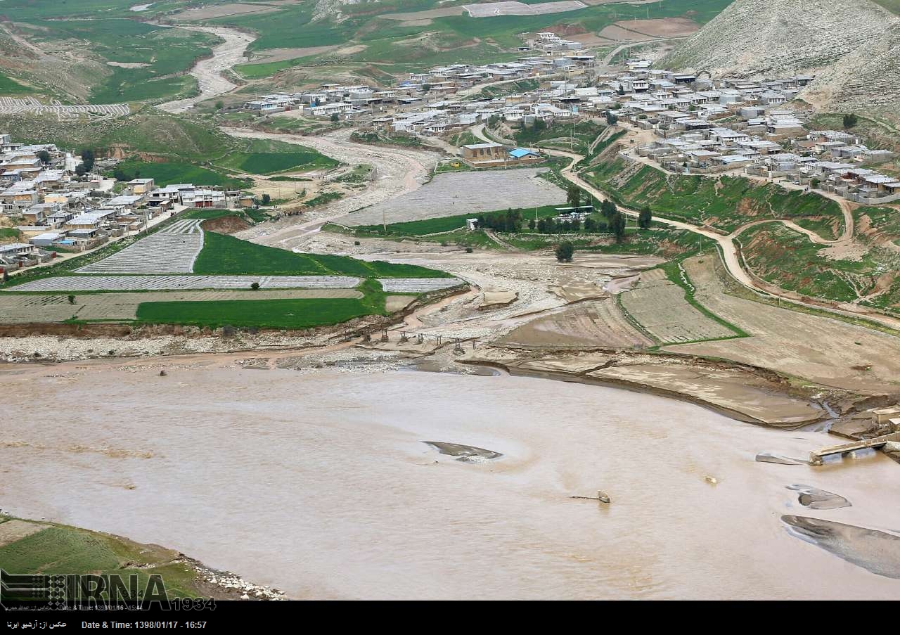 Aerial view of flood-hit areas in western Iran