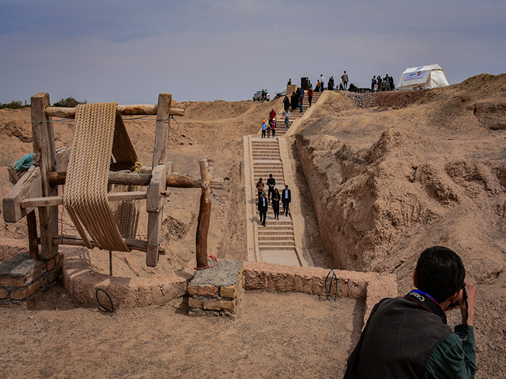 European tourists tour Gonabad monuments European tourists tour Gonabad monuments